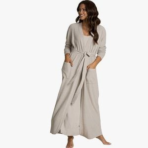 Barefoot Dreams CozyChic Lite Long Robe, silver color, size large/x-large